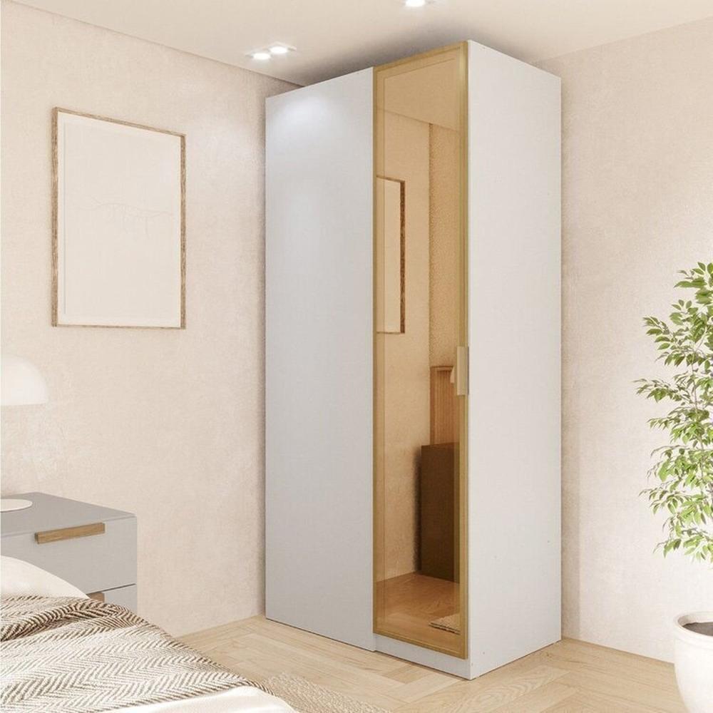 Miniatura Guarda Roupa Linear 1 Porta Reflecta Jade Cabecasa Madeiramadeira Branco Fosco