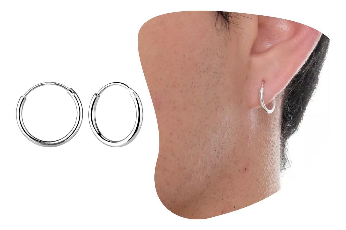 Miniatura Brinco Masculino Feminino Argola Prata 925 Grande Moda 13Mm
