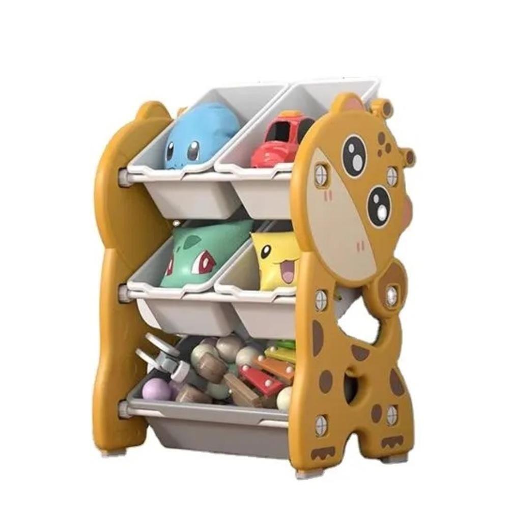 Miniatura Organizadora Infantil Estante Brinquedos Caixa Bau Armario Quarto Bebe Multiuso Porta Treco Girafa Amarelo