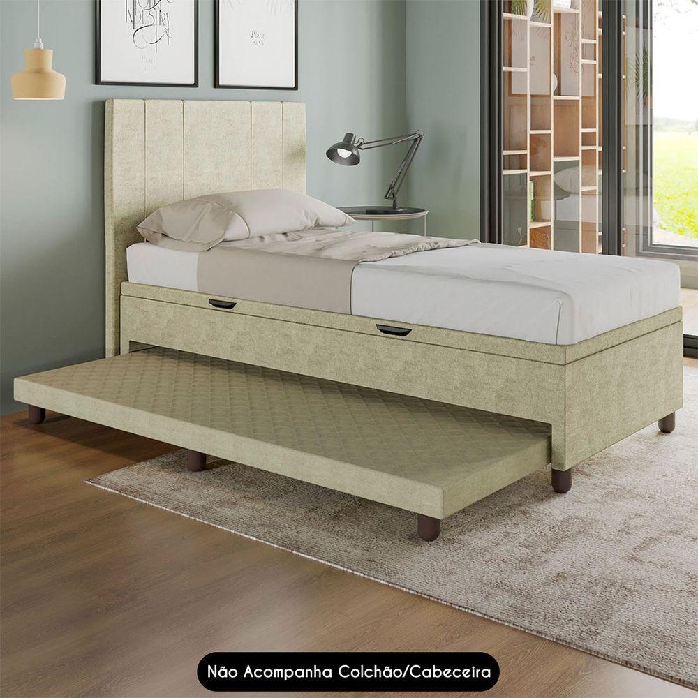 Miniatura Bicama Box Baú Solteiro 88x188 Cm Samy S05 Veludo Bege - Mpozenato