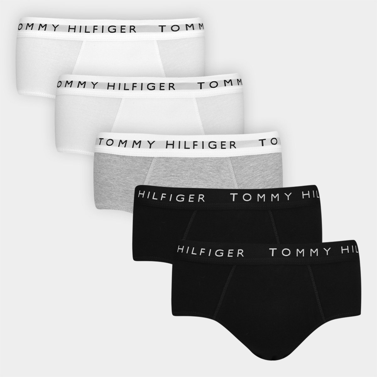 Miniatura Kit Cueca Tommy Hilfiger Brief C/ 5 Peças Masculina Preto+Branco - G