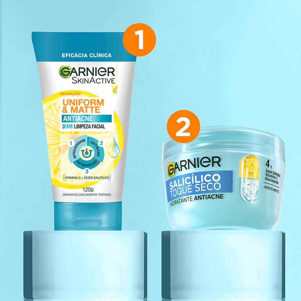Garnier Skin Antiacne Kit - Hidratante Facial + Sabonete Facial 3 em 1 Kit