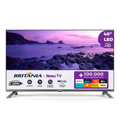 Miniatura Smart TV 40 BTV40M9GR2CGB Full HD LED Dolby Audio Roku TV Britânia Preto - Bivolt