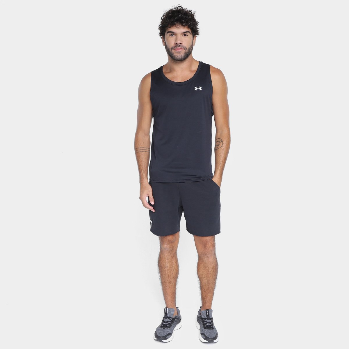 Miniatura Regata Under Armour Tech Masculina Preto+Branco - G