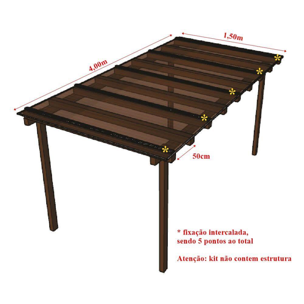 Miniatura Kit Policarbonato Bronze 4mm 4,00m X 1,50m - Perfis Naturais