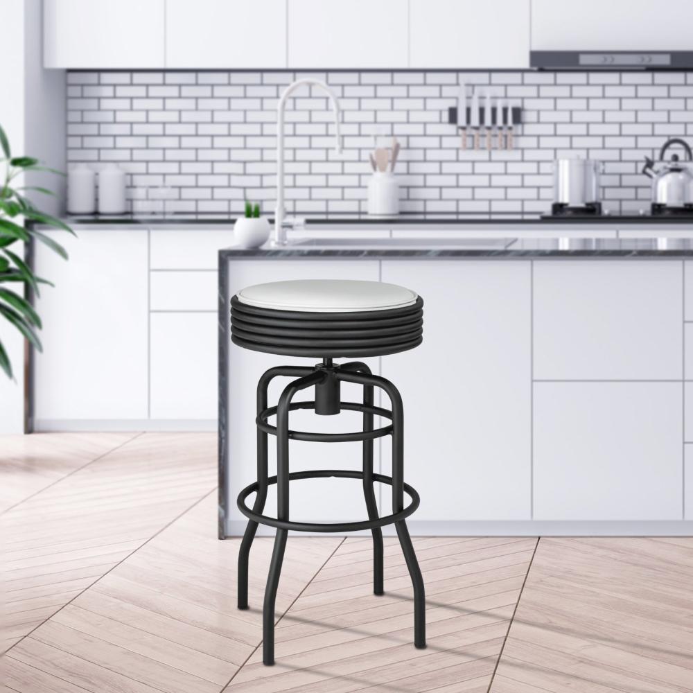 Miniatura Banqueta de Aço Giratória Panamá Compoarte Preto/Branco