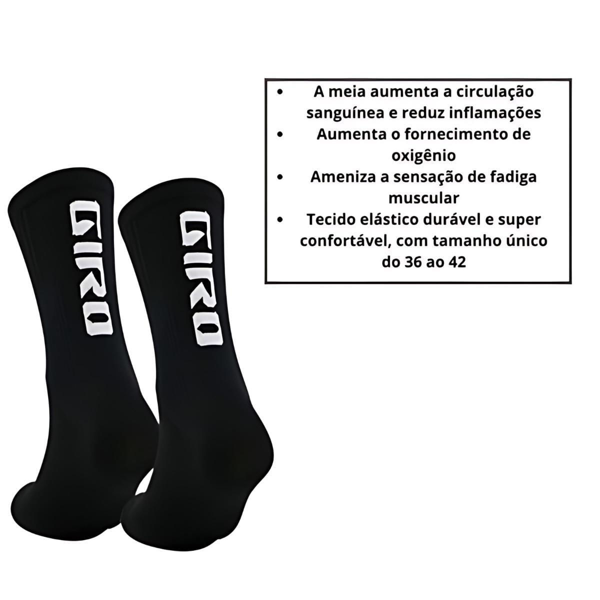 Miniatura Meias Ciclismo Compressão Giro Unissex Mtb Speed Preto