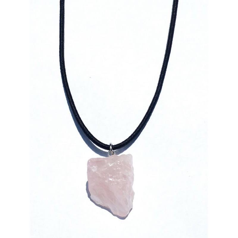 Miniatura Colar De Quartzo Rosa Natural Bruto - Pedra Dor Amor