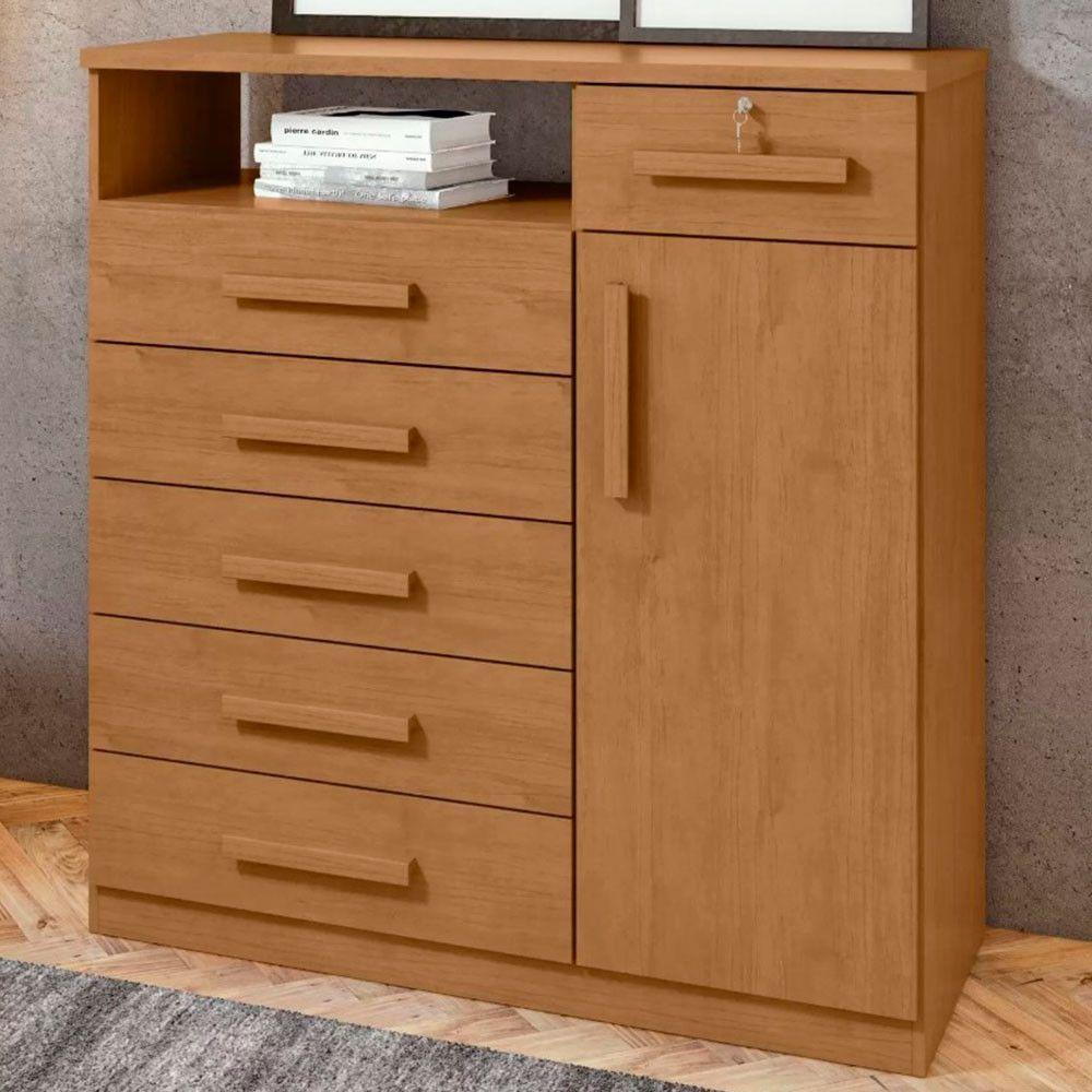Miniatura Cômoda Da Vinci 6 Gavetas E 1 Porta Lopas Amendoa Clean