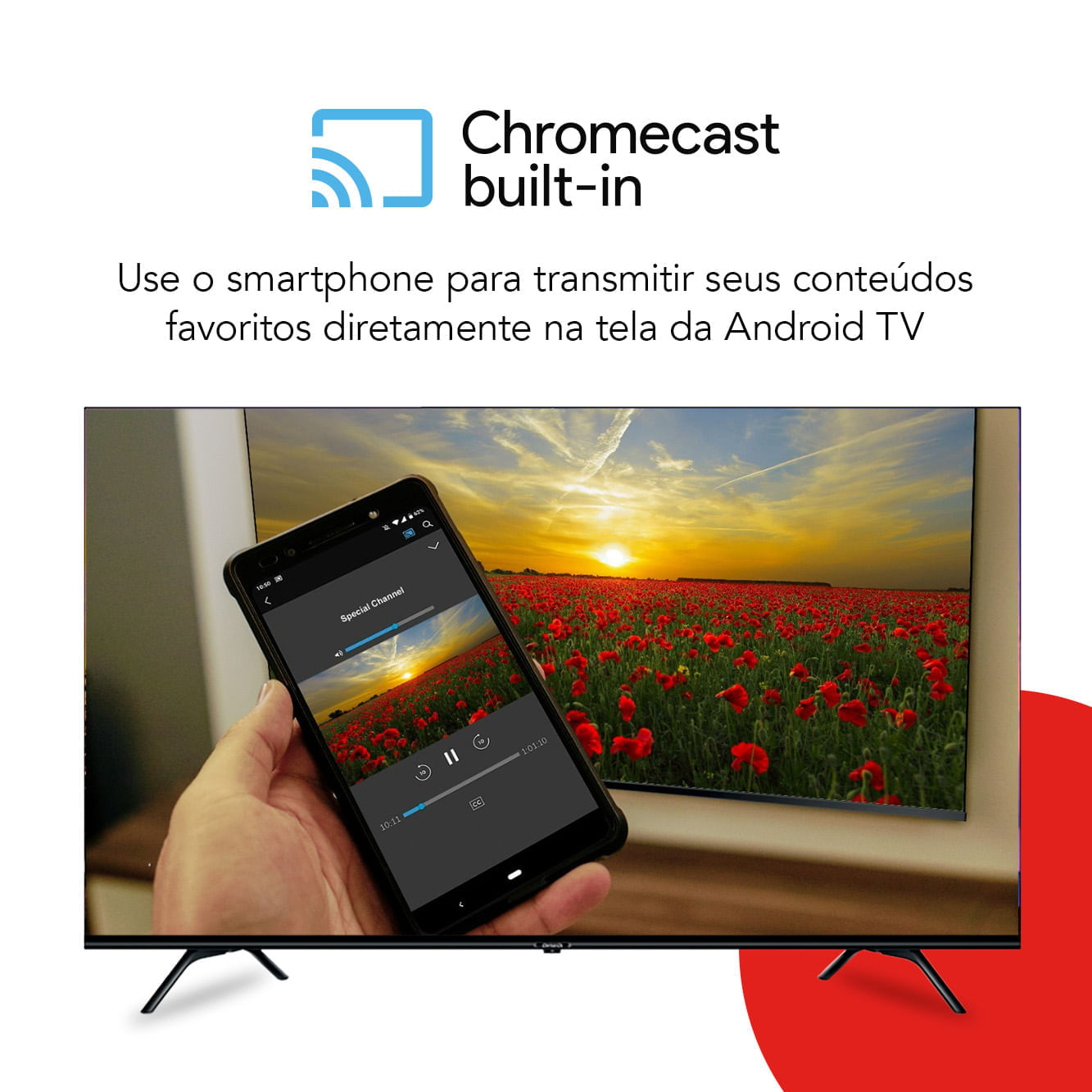 Smart TV Aiwa 55” Android, 4K, Borda Ultrafina, Dolby Vision & Atmos - AWS-TV-55-BL-01-A BIV