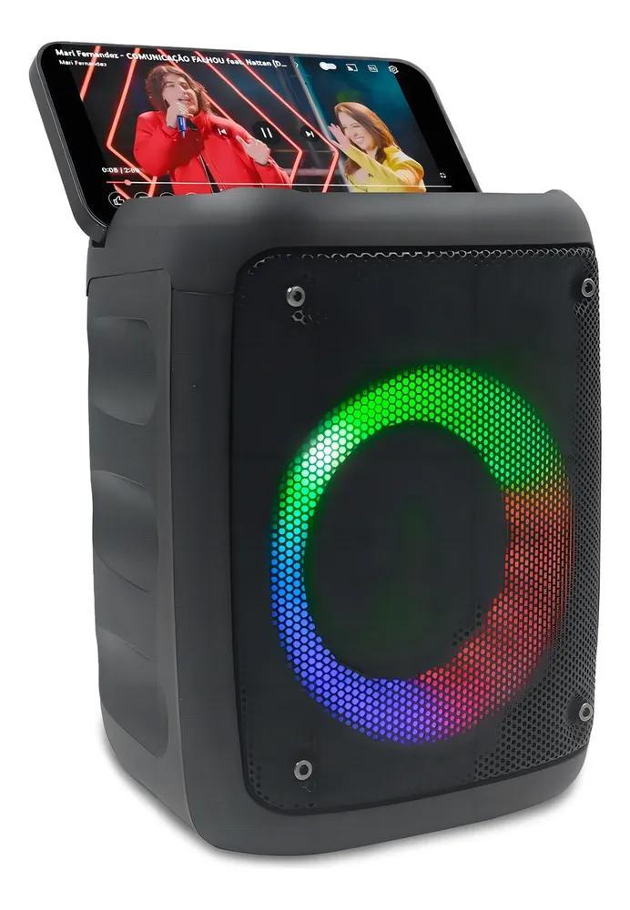 Miniatura Caixa Som Bluetooth Rgb Com Karaokê E Rádio Fm
