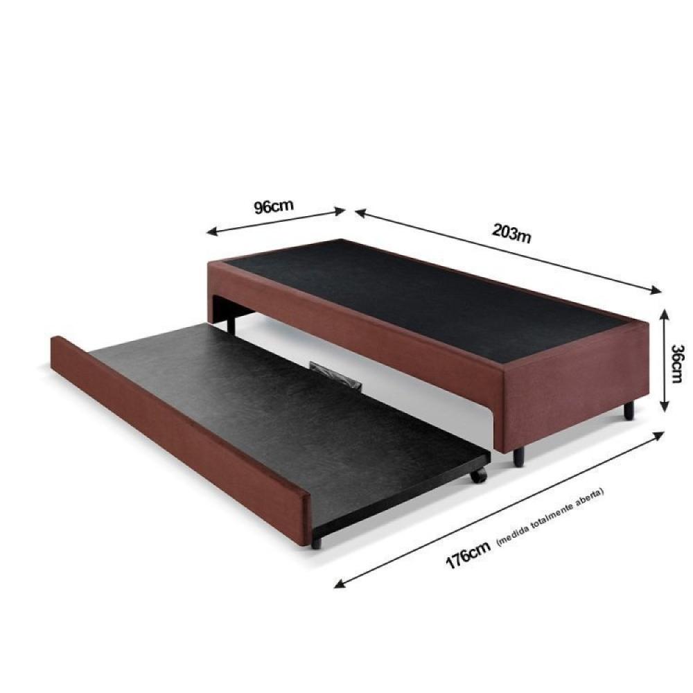 Bicama Box Solteiro King com Colchão Gran Sleep Ecoflex Molas Verticoil Suede 96x203cm Marrom