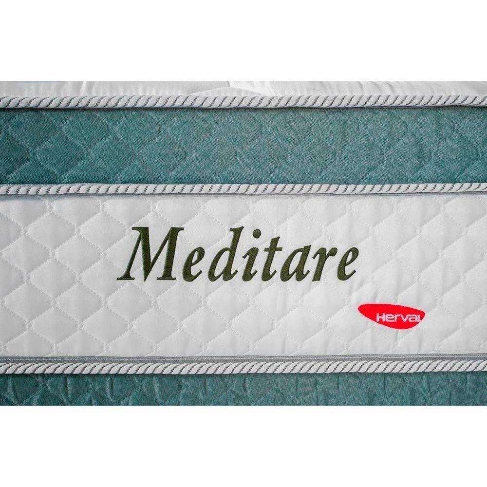 Miniatura Cama Box Queen: Colchão Molas Masterpocket Ensacadas Herval Meditare + Base Marrom(158X198)
