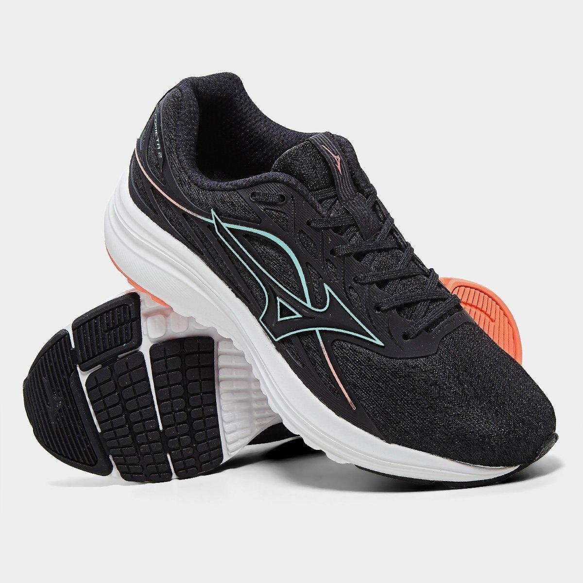 Miniatura Tênis Mizuno Cometa 2 Feminino Preto+Azul - 34