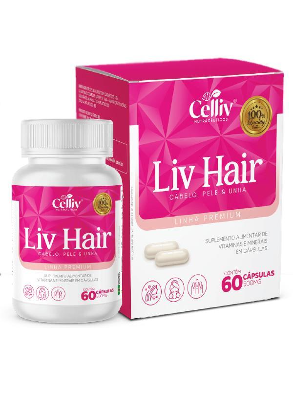 Miniatura Liv Hair 60 Caps 500 Mg - Cabelo - Pele - Unha Celliv