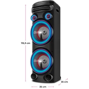 Torre de Som AIWA T2W-02 2300W Woofers 10" Bluetooth RGB Bivolt