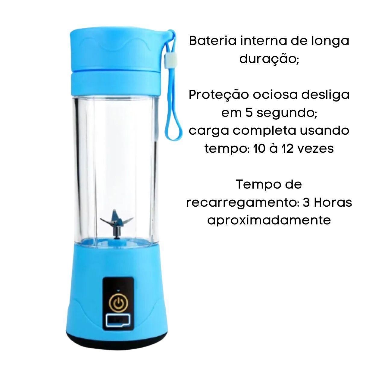 Mini Liquidificador Portátil USB 6 Lâminas 380ml