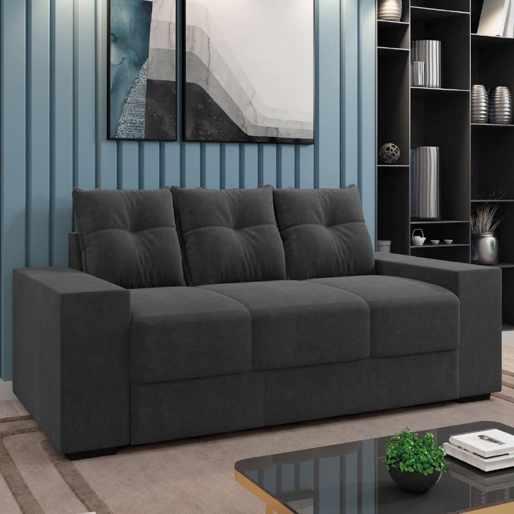 Miniatura Sofá Namoradeira 3 Lugares 1,70m Ibiza Suede Selmer Cinza