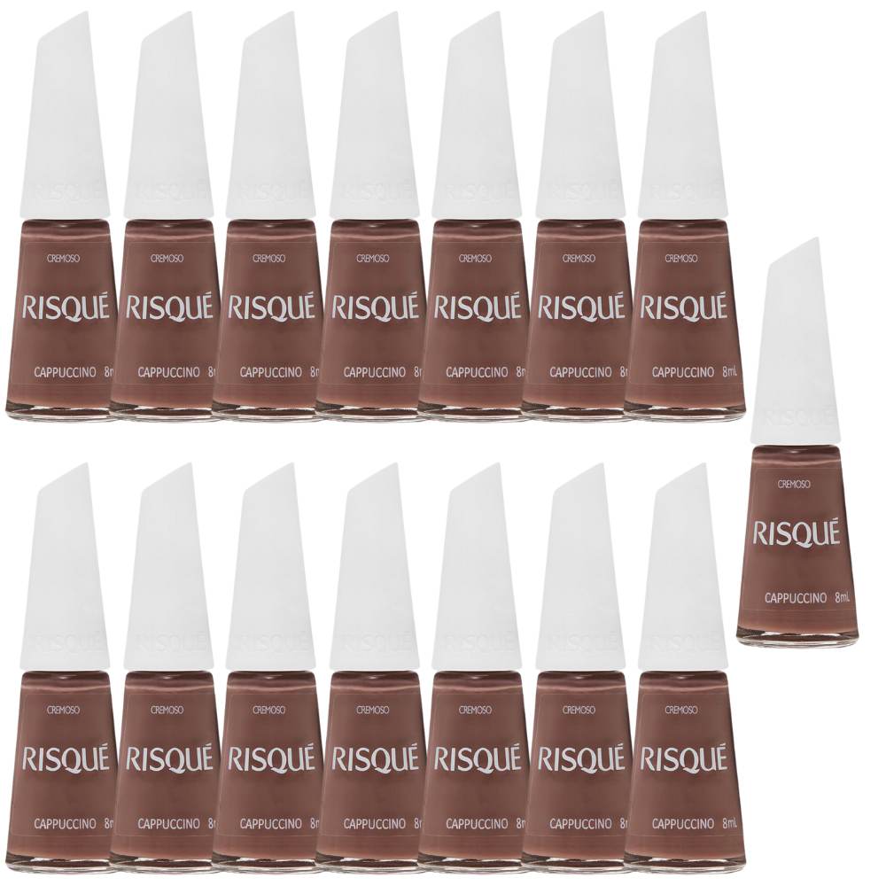 Miniatura Kit 15 Esmalte Risqué Nudes Cremosos Cor Cappuccino 8ml