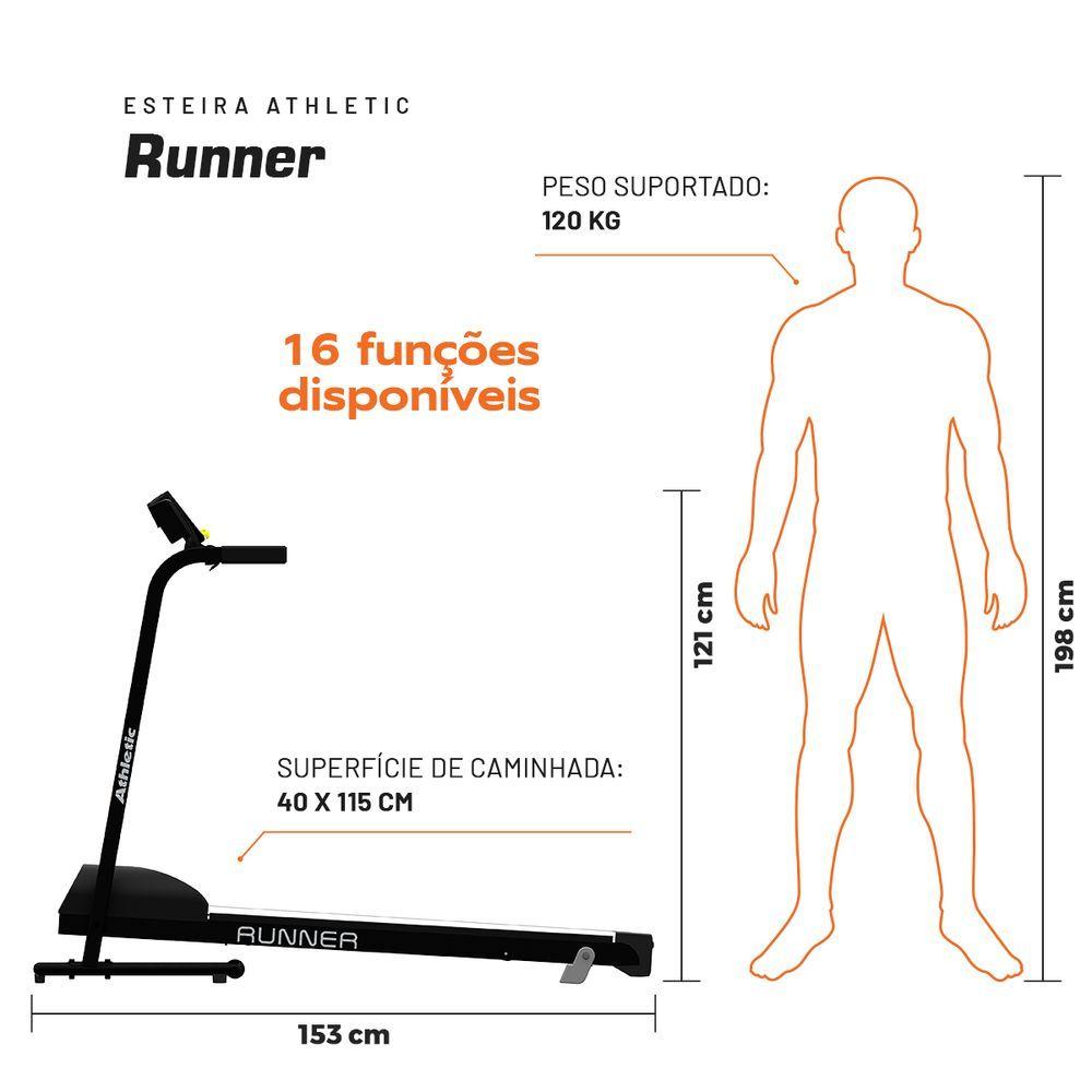 Esteira Ergométrica Residencial Athletic Runner (13 Km/h) 13 Funções e Dobrável - Bivolt