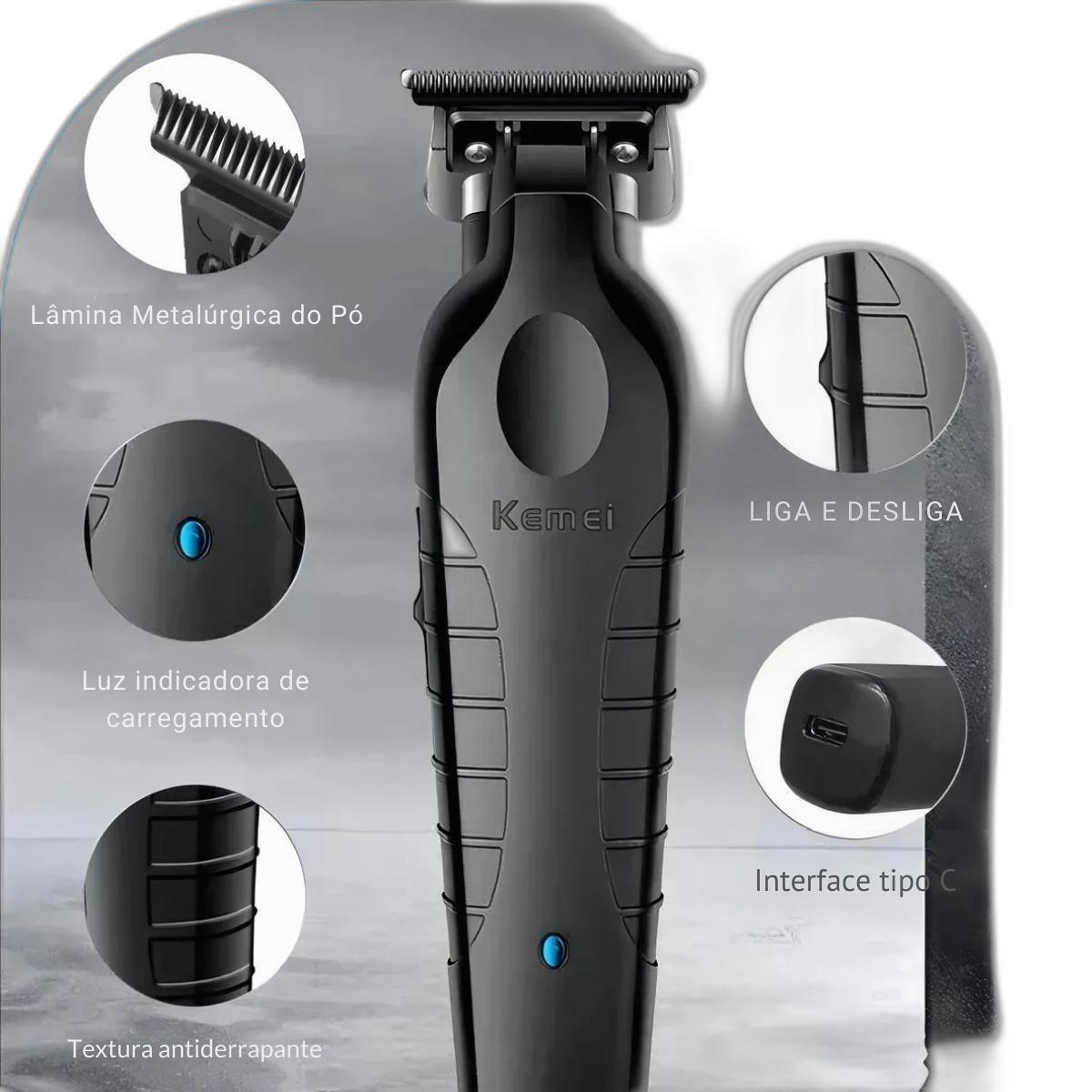 Kemei Km-2299 Maquininha Cortar Cabelo Barba E Pelos Preto