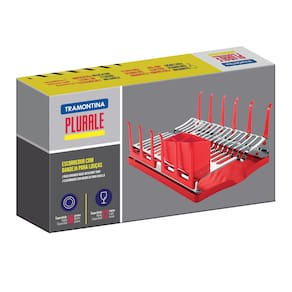 Miniatura Escorredor de Louças Tramontina Plurale em Aço Inox e Polipropileno – 54 cm Inox/Amarelo
