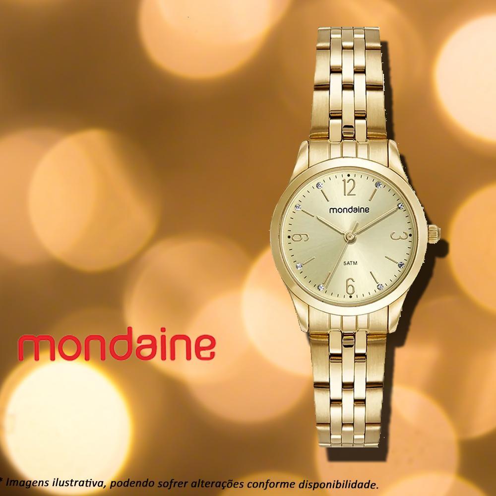 Miniatura Kit Relógio Mondaine Dourado Com Semijoia 32720Lpmkde1K1