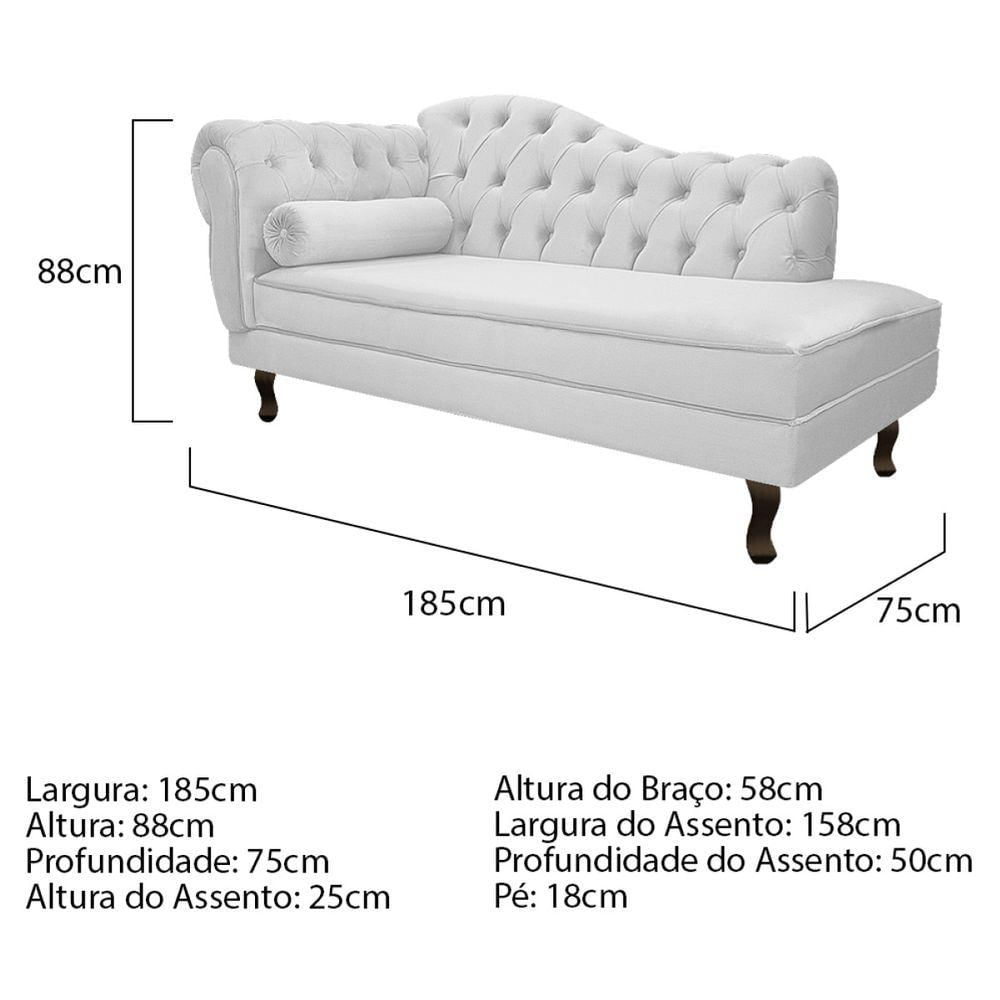 Miniatura Kit Diva Recamier Diana 185Cm Lado Direito E 02 Poltronas Julia Suede - Amarena Móveis Branco