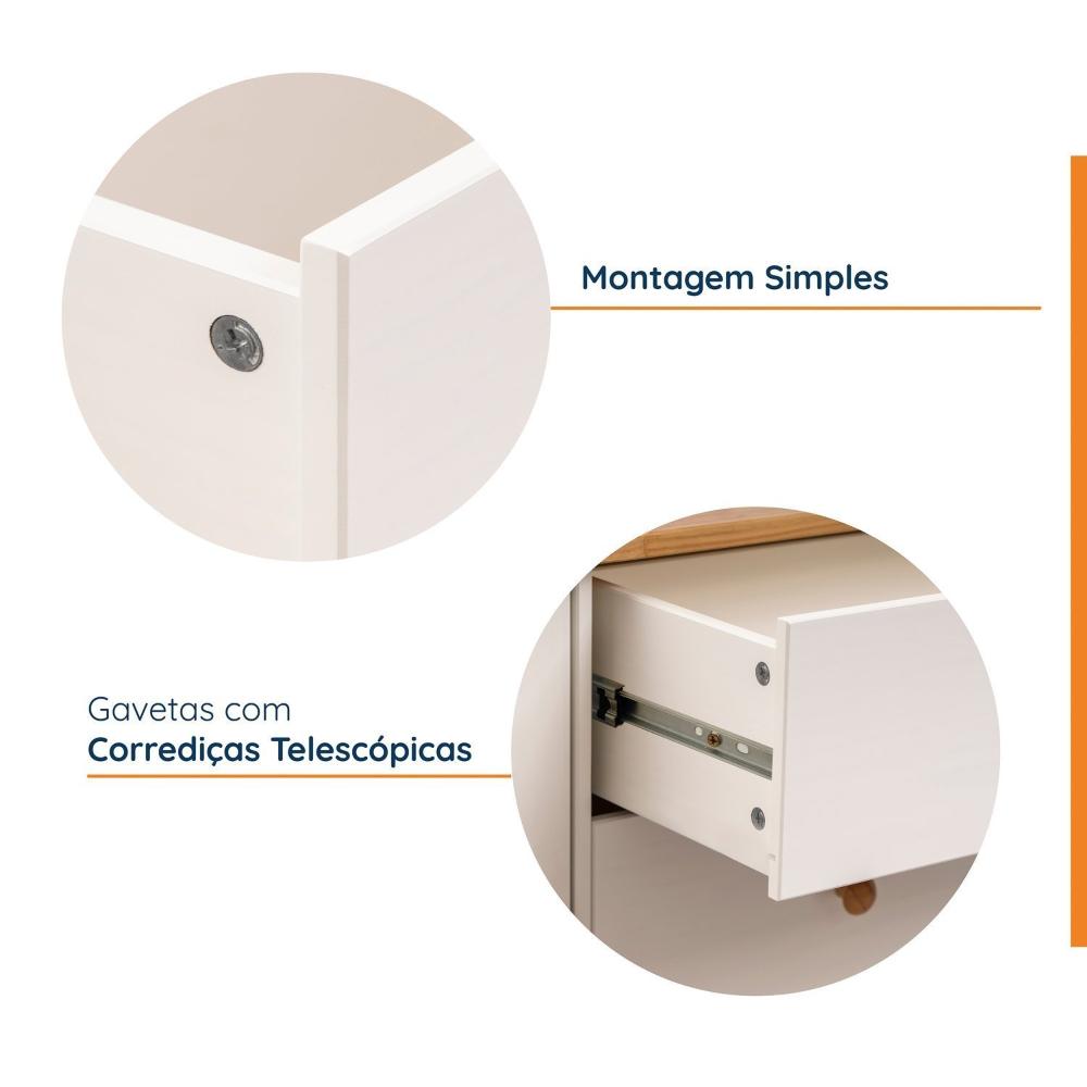 Miniatura Buffet 2 Portas 3 Gavetas Madeira Maciça Vanilla CabeCasa MadeiraMadeira Amêndoa/Branco