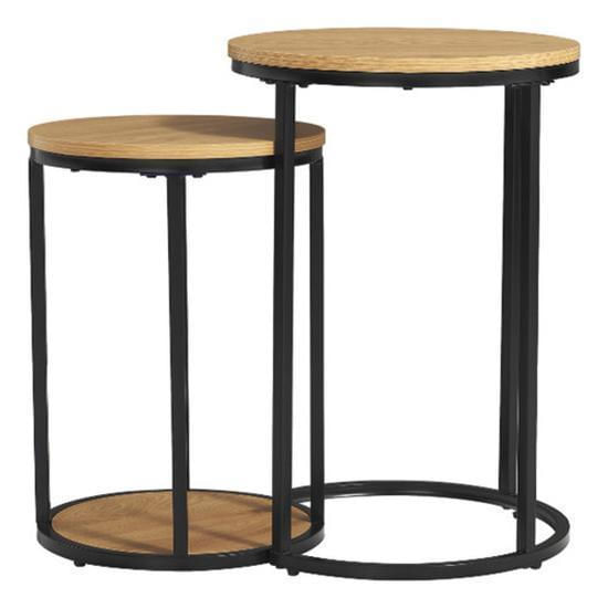 Miniatura Mesa Lateral De Centro Dupla Aço E Madeira 77X40X60Cm