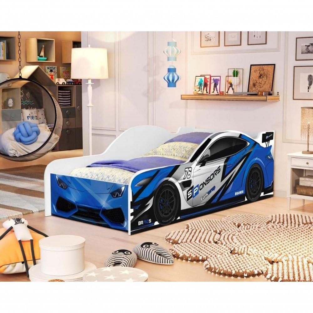 Miniatura Cama Carro Rally Solteiro Azul Full