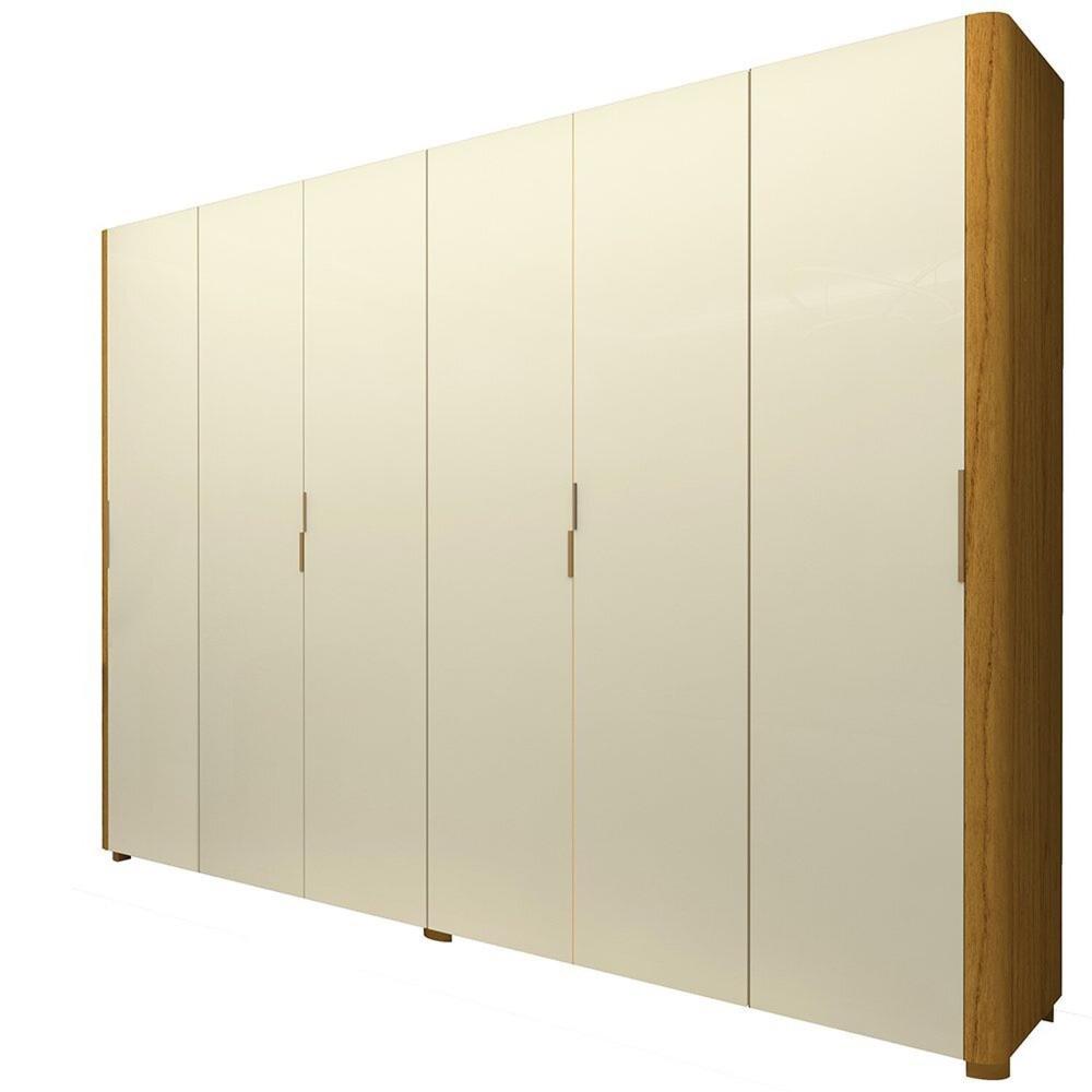 Miniatura Guarda-roupa Casal 6 Portas com Pés Innova Naturale/Off White