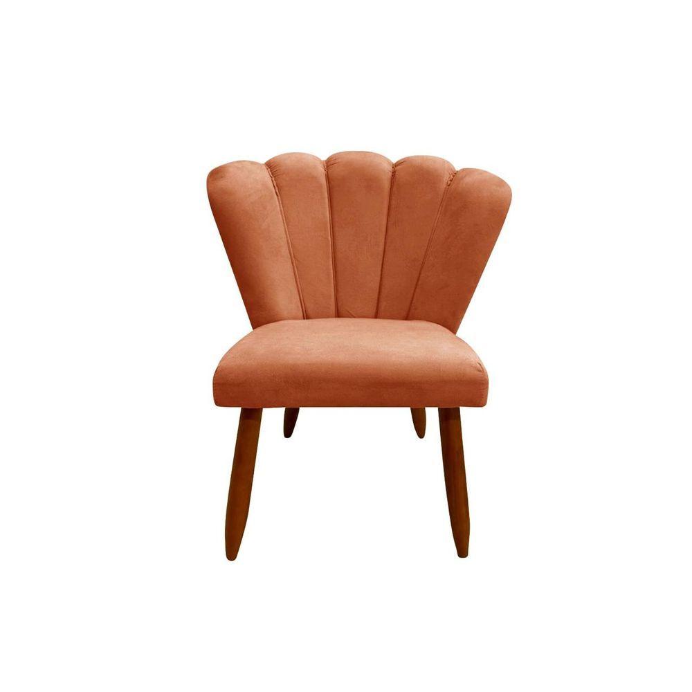 Miniatura Poltrona Cadeira Pétala Penteadeira Dritex suede Terracota