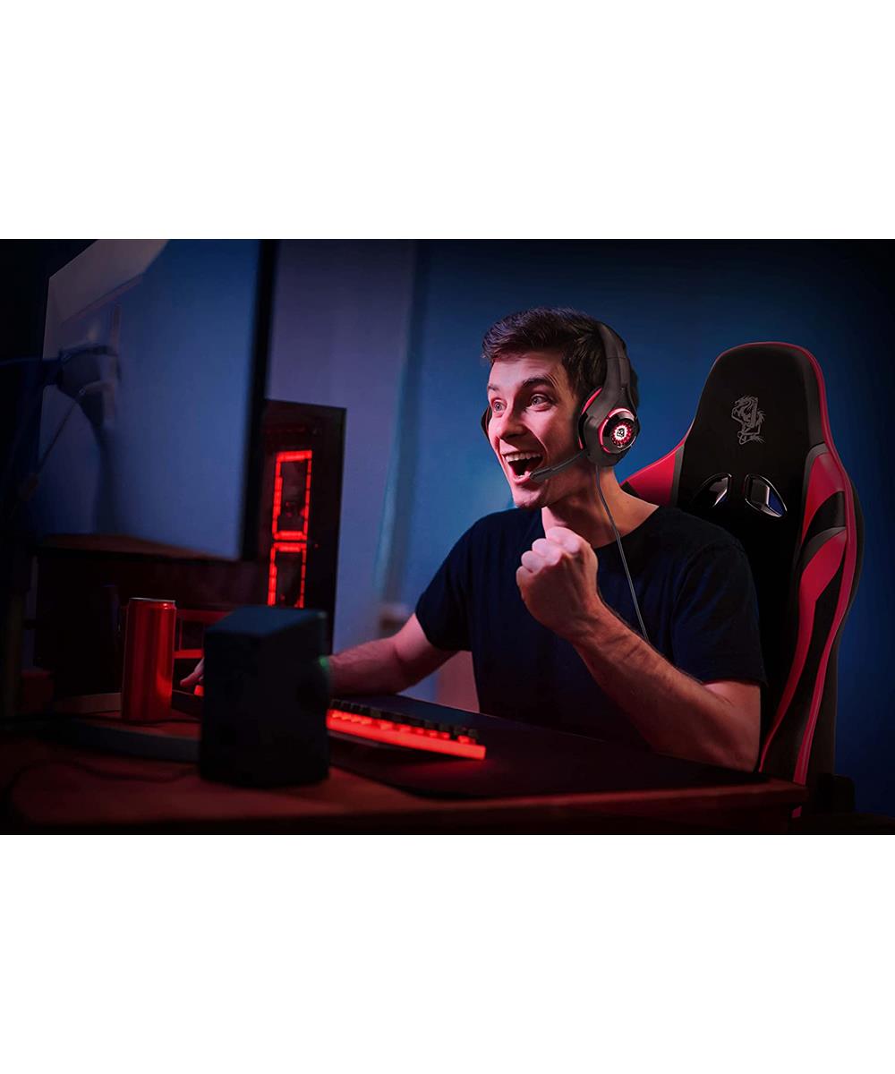 Miniatura Headset Gamer ELG HGRO1 Ryoko Multiplataforma P3 Preto e Vermelho