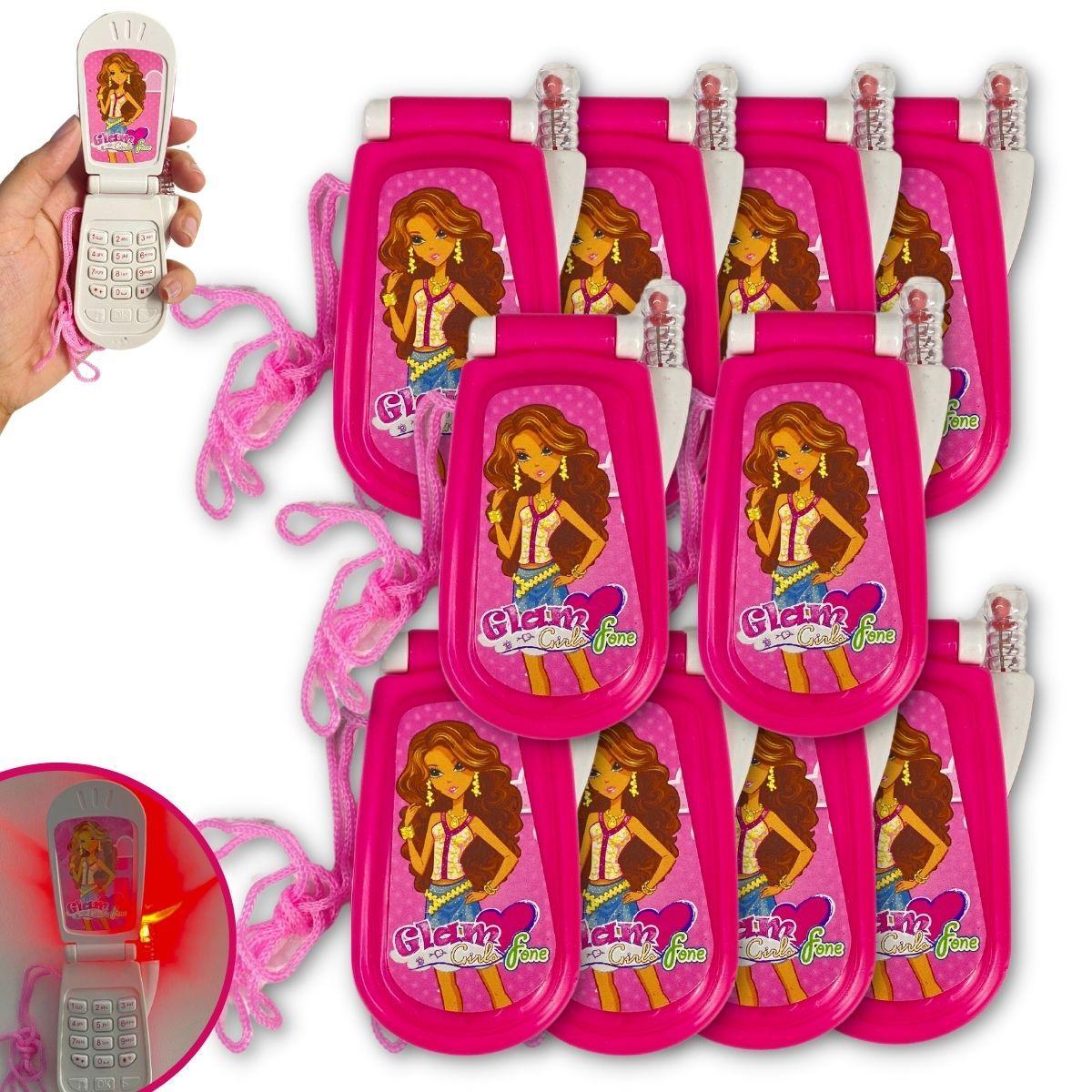 Miniatura Kit 10 Celular De Brinquedo Com Som E Luz Telefone Infantil