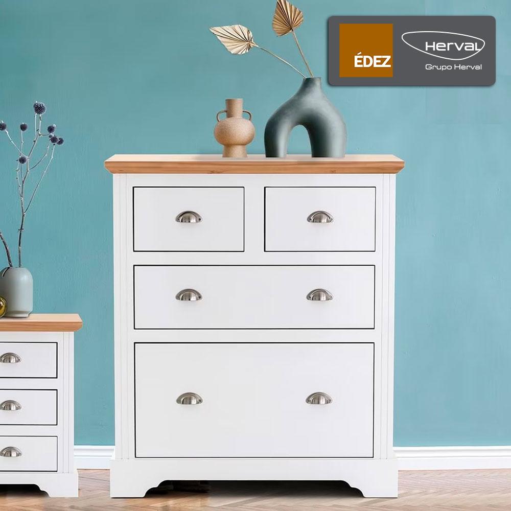 Miniatura Cômoda Édez Kopenhagen, 4 Gavetas, Off White