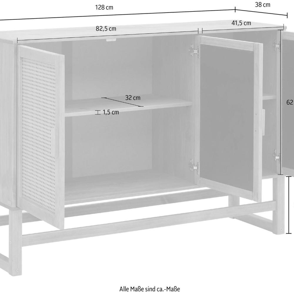 Miniatura Aparador Buffet de Madeira com 3 Portas com Palhinha / Coleção Acapulco Cera natural