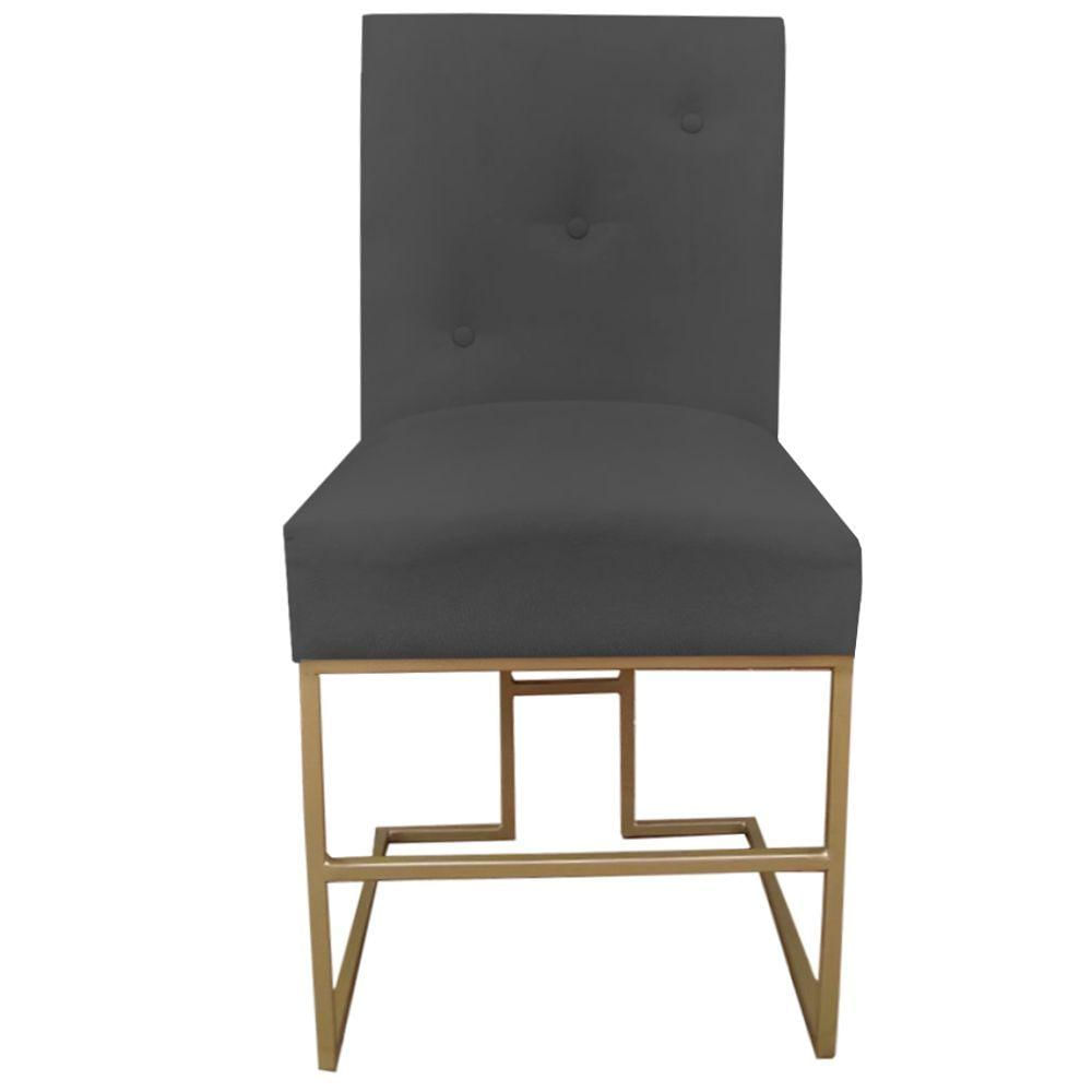 Miniatura Kit 06 Cadeiras De Jantar Madrid Base De Ferro Sued Grafite D'classe Decor