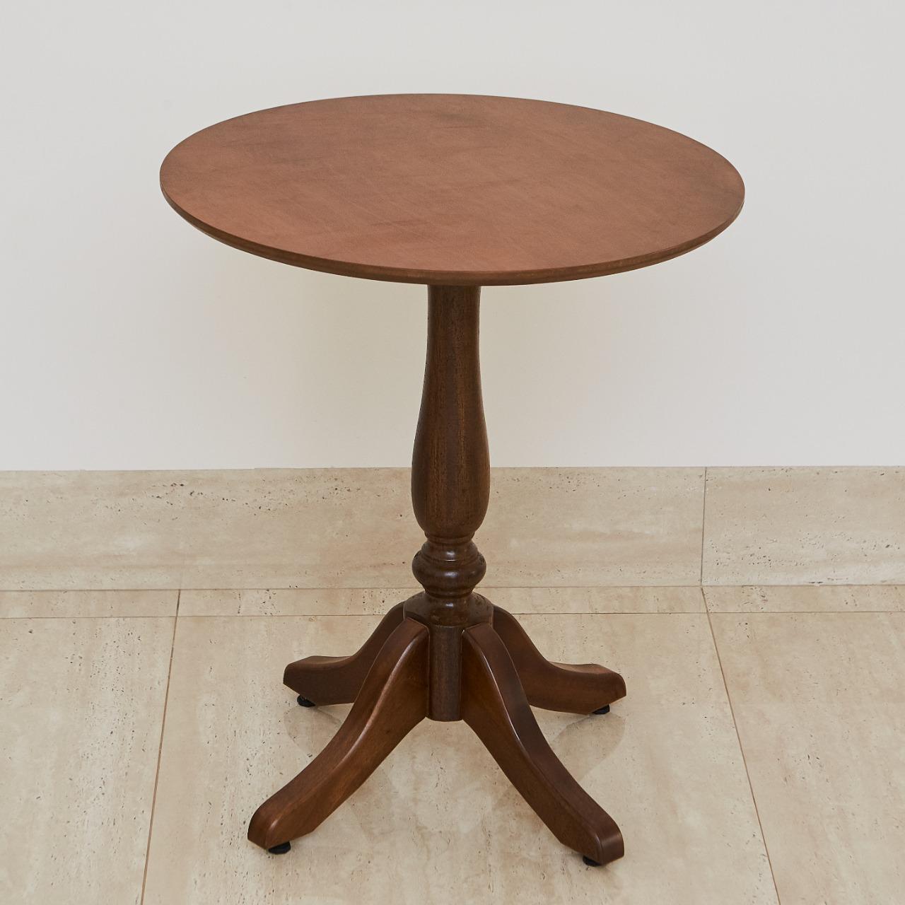 Miniatura Mesa Lateral Pe Torneado Marrom 60X54Cm