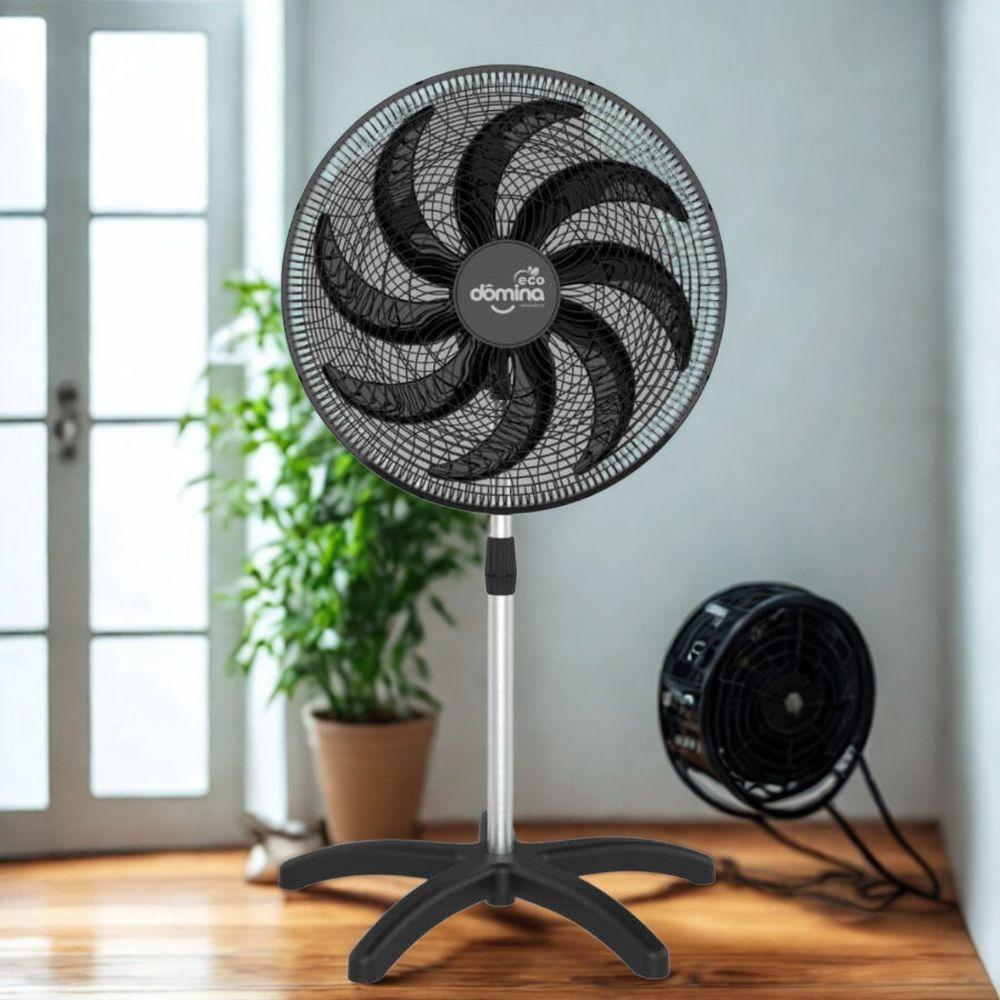 Miniatura Ventilador Pedestal Coluna 60 Cm 8 Hélices Pás Bivolt Oscilante Dômina