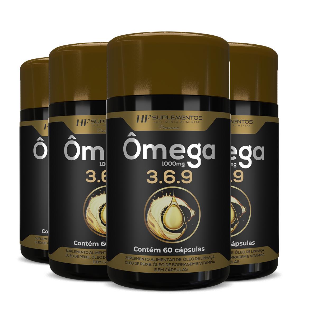 Miniatura 4X Omega 3 6 9 60Caps Peixe Linhaça Borragem Hf Suplementos