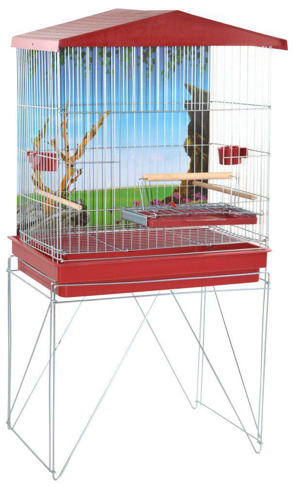 Miniatura Viveiro Para Pássaros Dobrável Médio Duplex Vermelho Vermelho - Viveiro para aves - Médio