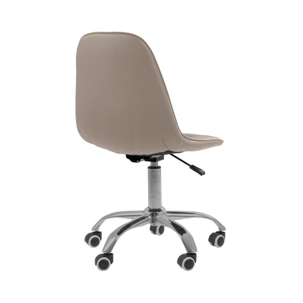 Kit 6 Cadeiras Office Eiffel Botonê Ajustável Base Giratória Bege