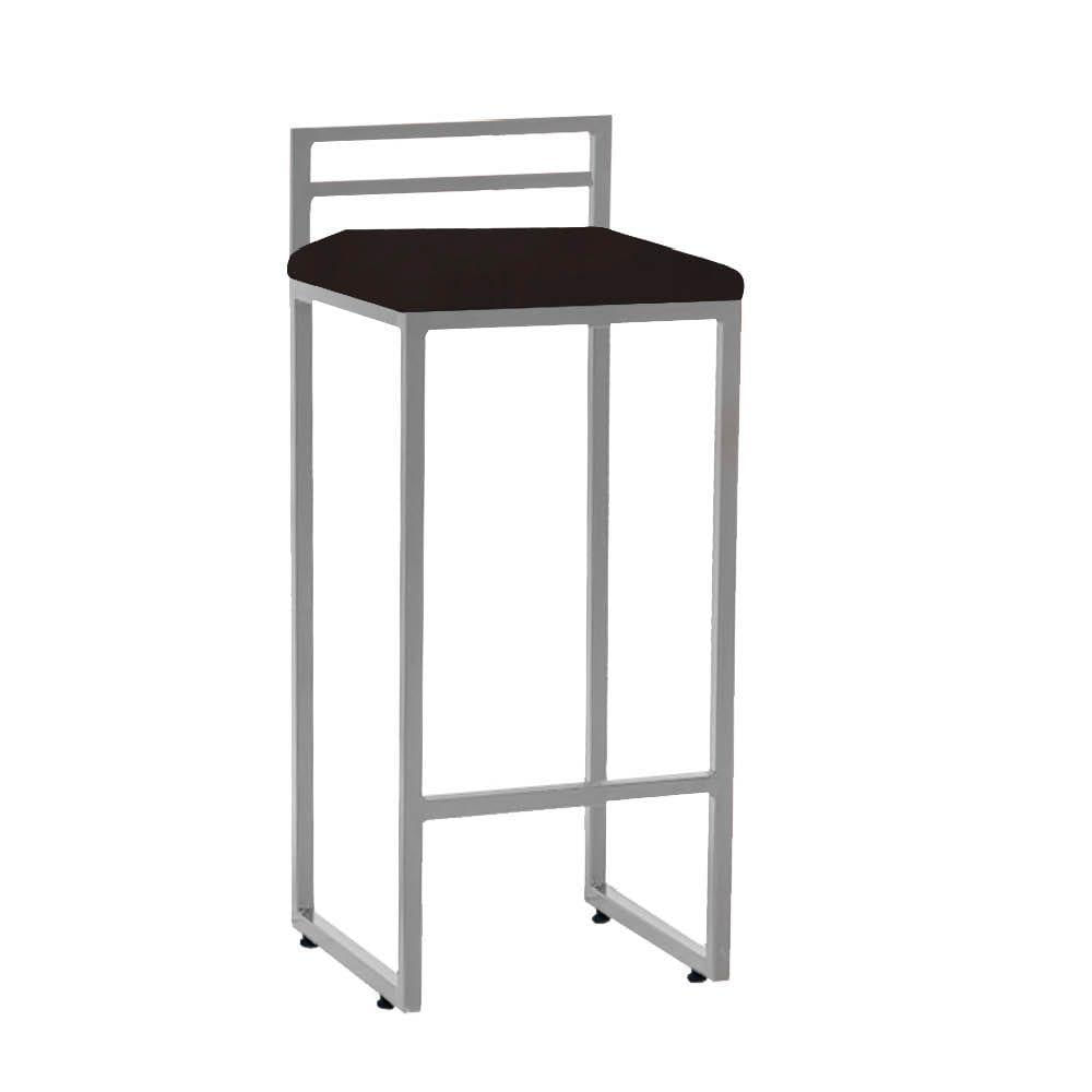 Miniatura Banqueta Alta Com Encosto Petra Balcão Bar Cozinha Bistrô Ferro Cinza Sintético Marrom