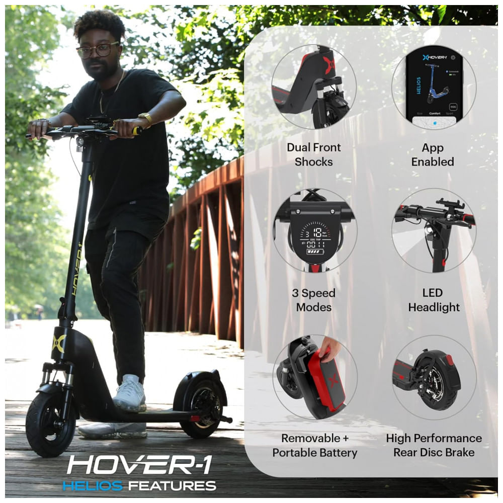 Miniatura Hover 1 Patinete Elétrico Scooter 38 kmh, para até 120 kg e Maiores de 13 Anos, Amarelo e Preto