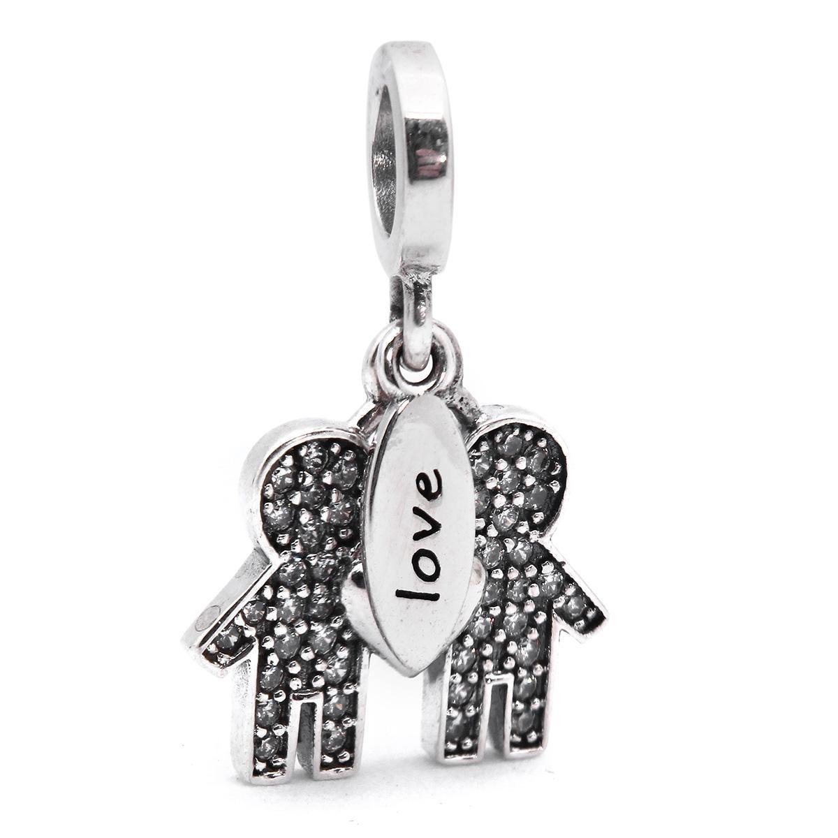 Miniatura Berloque Charm Pingente Casal Meninos Em Prata 925