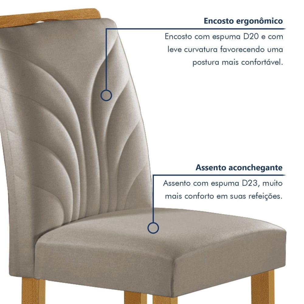 Miniatura Conjunto Mesa Melina 170cm X 90cm com 6 Cadeiras Carolina Tampo Smart Plus com Vidro Cinamomo/Off White/Bege Claro