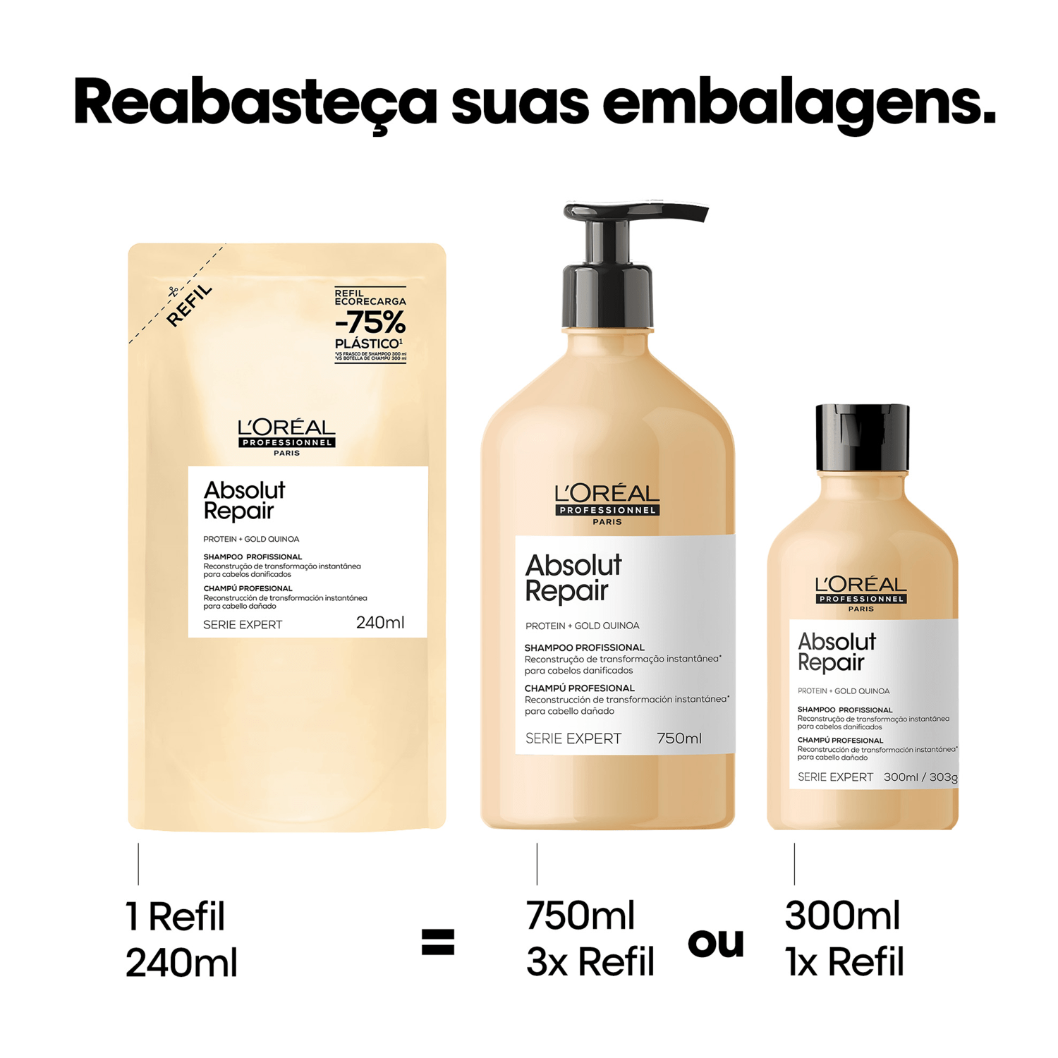 L'Oréal Professionnel Serie Expert Absolut Repair Gold Quinoa + Protein Refil - Shampoo 240ml