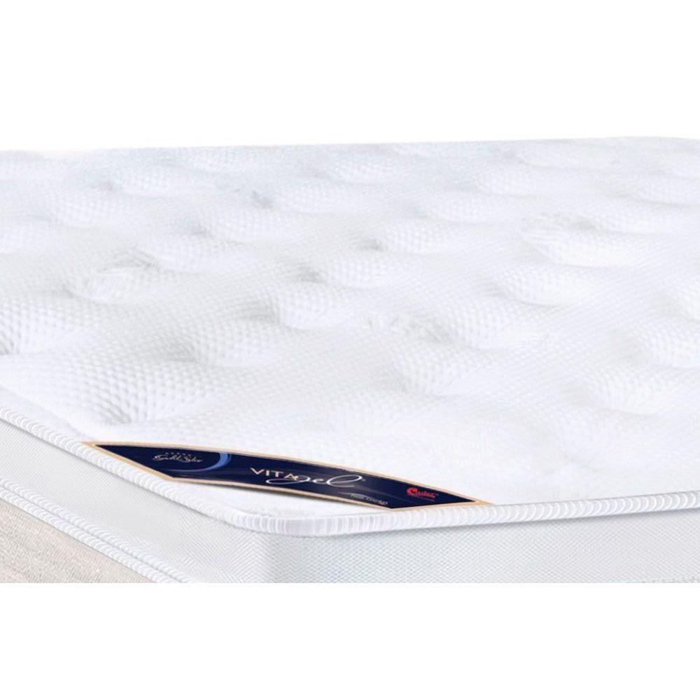 Cama Box Baú Queen: Colchão Molas Ensacadas Castor Pocket Gold Star Vitagel + Base White(158X198)