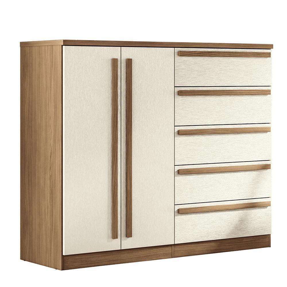 Miniatura Cômoda Málaga Gold 2 Portas E 5 Gavetas Jatobá-areia - Santos Andirá Jatobá-areia